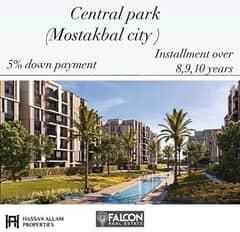 In installments over 10 years, a 140-meter apartment for sale in Central Park, Hassan Allam, next to HAP Town, at the first offering price,