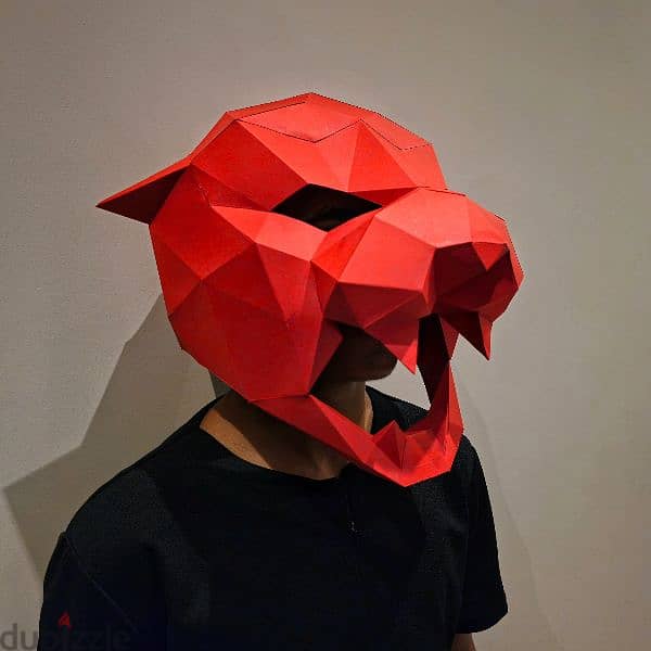 polygonal panther head paper mask 1