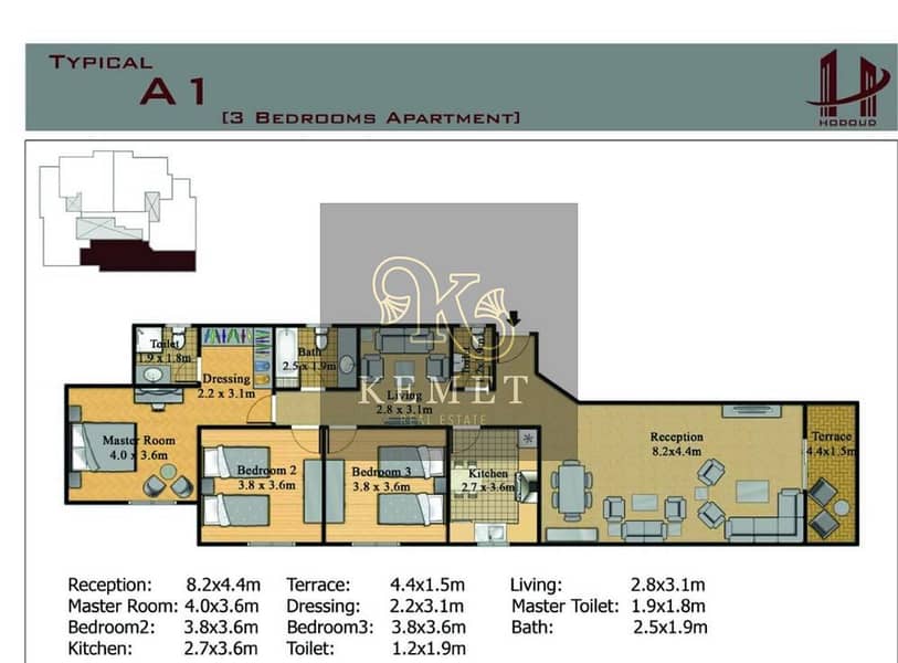 Apartment 205 sqm, immediate receipt, in North Lotus, recurring floor, corner building, inhabited 1