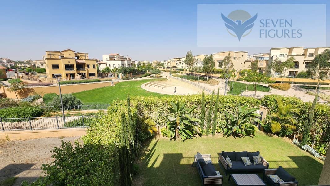 Twinhouse for sale Mivida new cairo Very Prime location Fully Finished with ACs and fully furnished ready to move with big garden facing north + roof 14