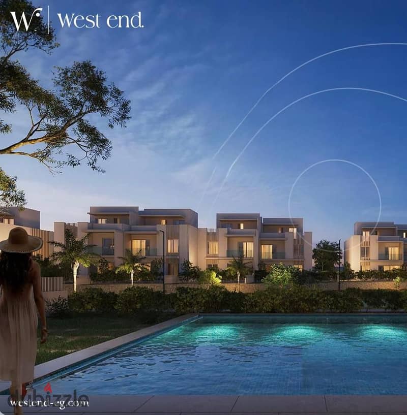 Own a villa with a private swimming pool in direct installments on Dahshur Road in WEST END next to SODIC WEST 1