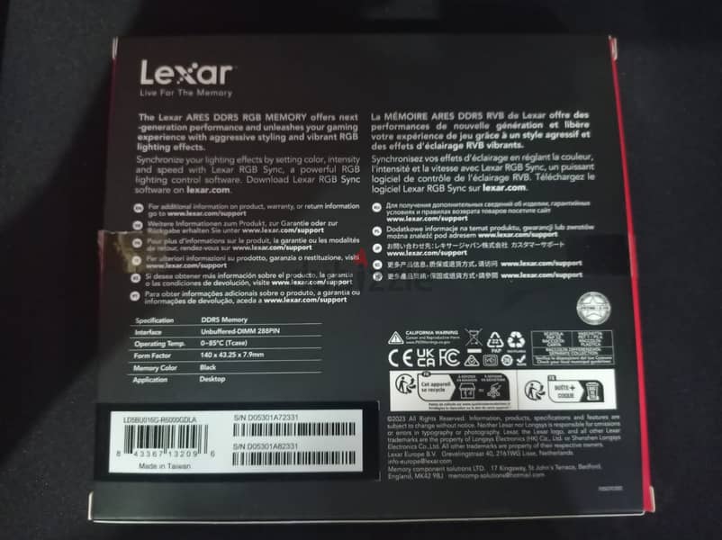 LexarARES RGB DDR5 RAM 6000MT/s CL30 Desktop Memory AMD Expo and Intel 4