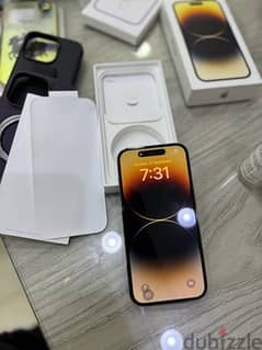 ايفون 14برو 256جيجا لون ذهبي  بحالة الزيرو بطارية 89% iPhone 14 Pro