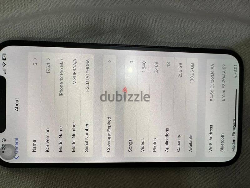 ايفون 12 برو ماكس مساحه 256 استعمال نضيف جدا بالكرتونه والوصله 1
