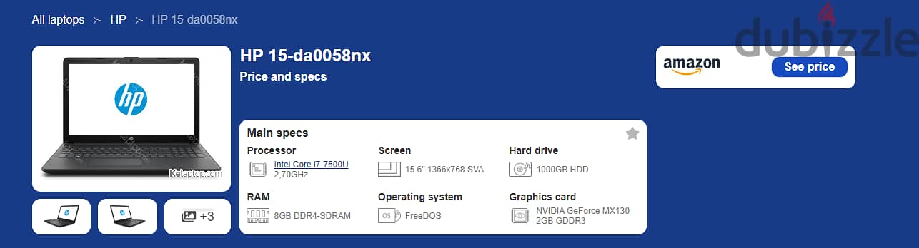 HP 15-da0058nx | Intel Core i7-7xxx i7-7500U 2,70GHz | NVIDIA GeForce 1