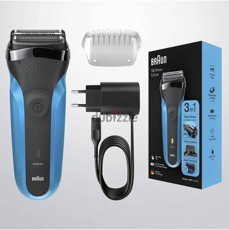 BRAUN SHAVER 310BT BLK/BLU BOX EURO 3