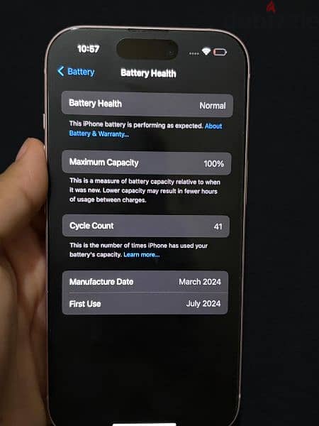 iphone 15 128 gb battery 100% بضمان 0