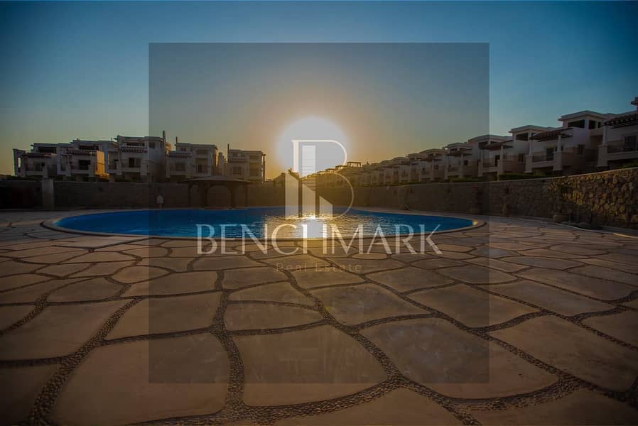 Ground chalet 100m with garden for sale in Blue Blue Village Ain Sokhna prime location and direct view on the sea in installments over long period 14