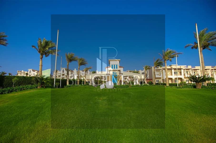 Ground chalet 100m with garden for sale in Blue Blue Village Ain Sokhna prime location and direct view on the sea in installments over long period 15