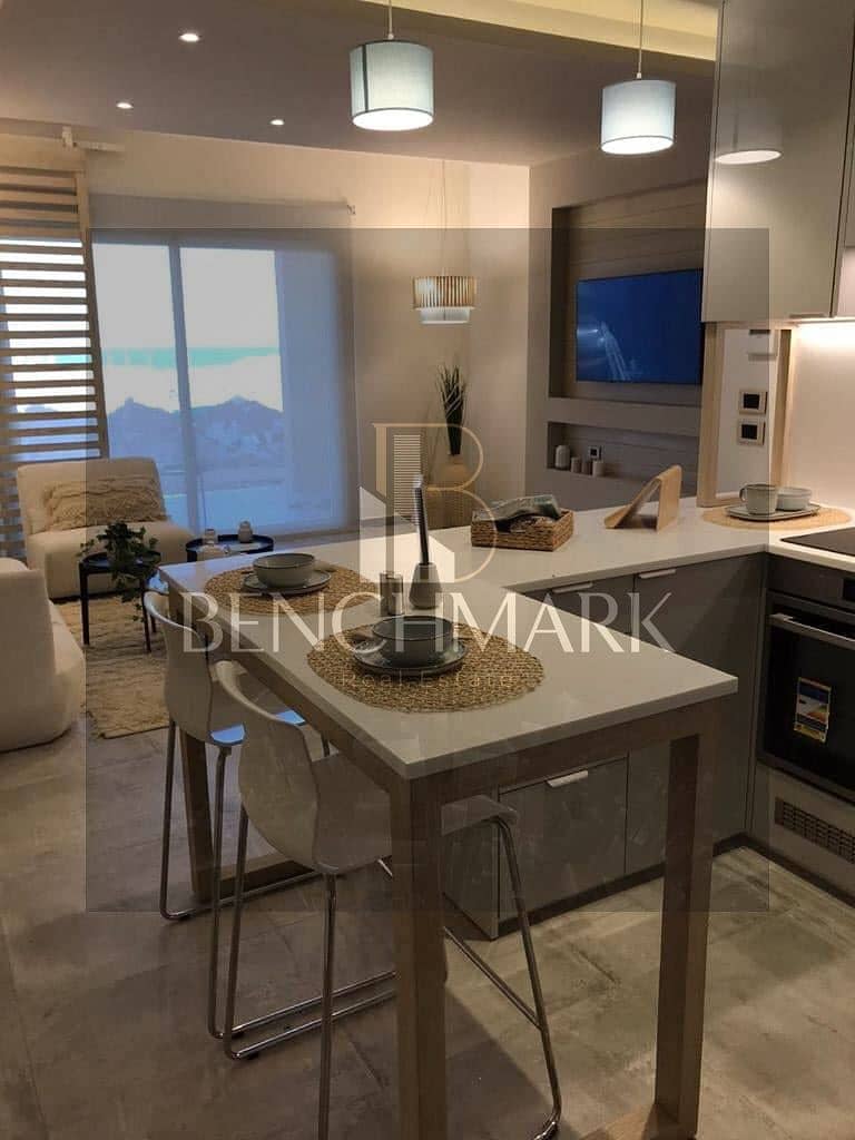 Chalet 120m with Roof for sale in Blue Blue Village Ain Sokhna prime location and direct view on the sea in installments over long period without over 3