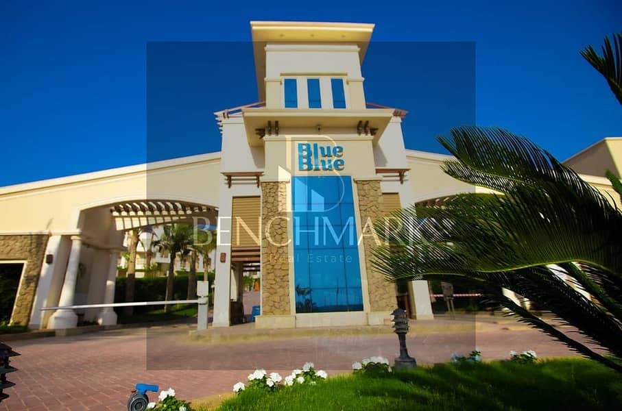 Chalet 120m with Roof for sale in Blue Blue Village Ain Sokhna prime location and direct view on the sea in installments over long period without over 12