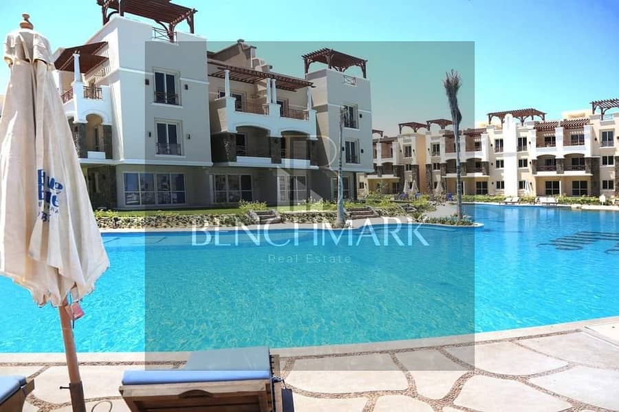 Ground chalet 117m with garden for sale in Blue Blue Village Ain Sokhna prime location and direct view on the sea in installments over long period 0