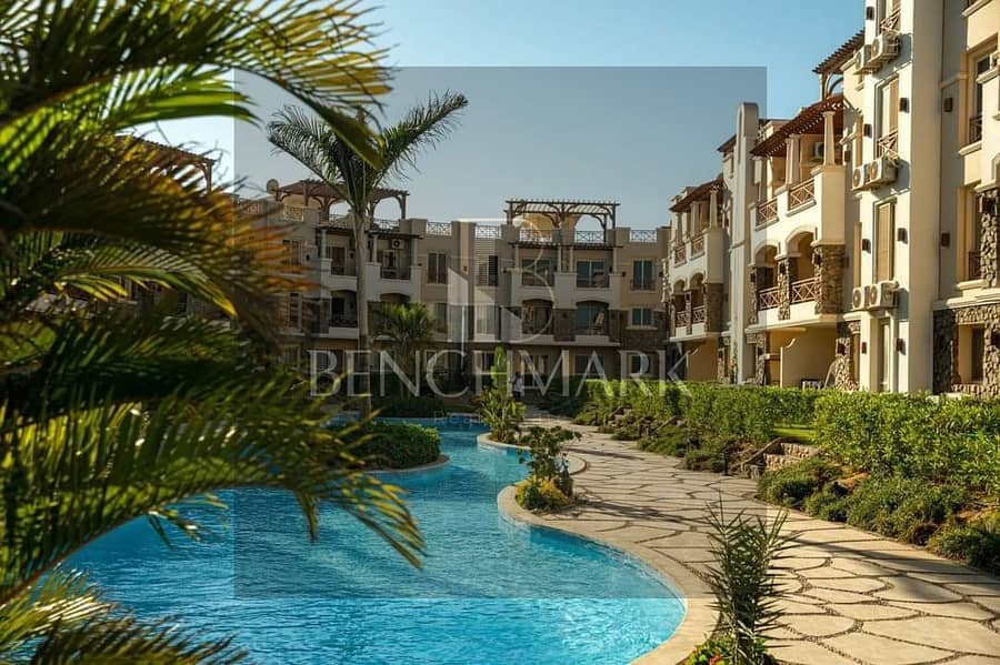 Ground chalet 117m with garden for sale in Blue Blue Village Ain Sokhna prime location and direct view on the sea in installments over long period 7