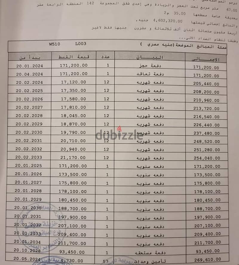 للبيع 67م وجاردن 35م  بمدينتى B14 بحري صريح وخطوات من الخدمات 1