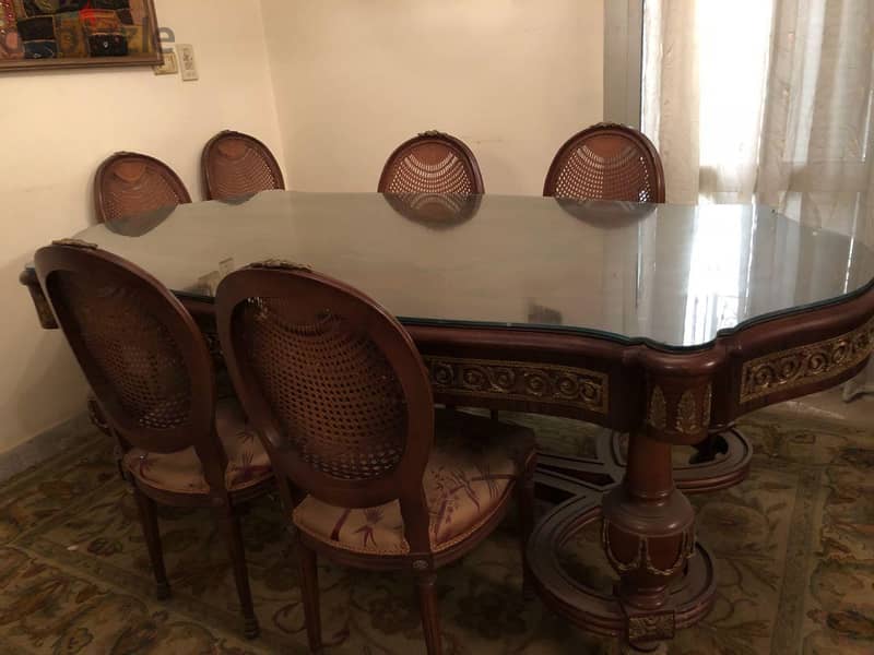 Dining Room - خشب زان اصلي ونحاس ورخام 4