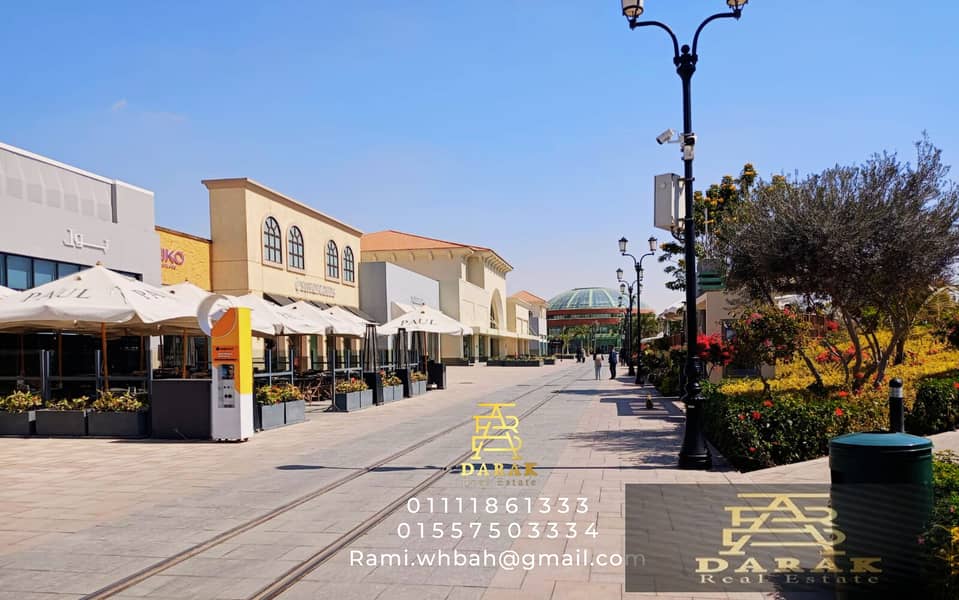 Shop for sale in Madinaty, Open Air Mall, 26 sq. m. Shop for sale, Open Air Mall, distinguished ground floor, with a commercial speed booster 3