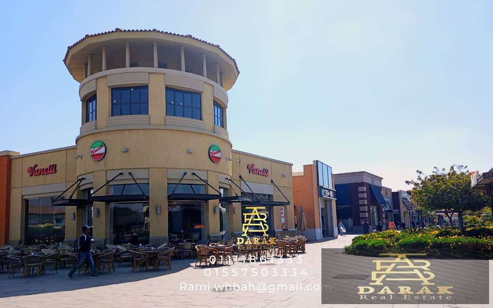 Shop for sale in Madinaty, Open Air Mall, 26 sq. m. Shop for sale, Open Air Mall, distinguished ground floor, with a commercial speed booster 8