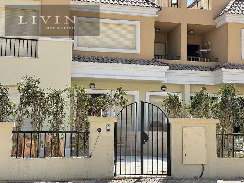 Villa for sale G+2 with a garden and a roof, large area, 5 rooms, lagoon view, in Mostakbal City, in front of Madinaty, on the Suez Road the butterfly 1