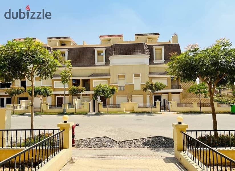 For sale, the largest division of a townhouse, 5 rooms, 206 m + garden + roof in Sarai, next to Madinaty, at the price of an apartment 2