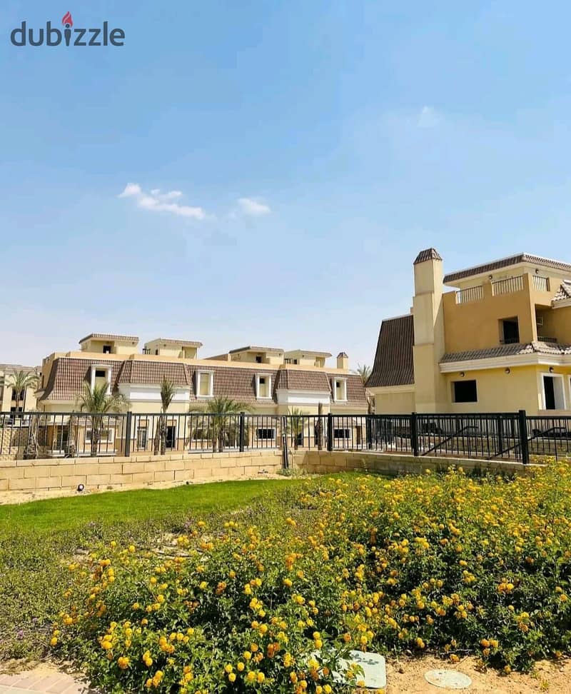 For sale, the largest division of a townhouse, 5 rooms, 206 m + garden + roof in Sarai, next to Madinaty, at the price of an apartment 7