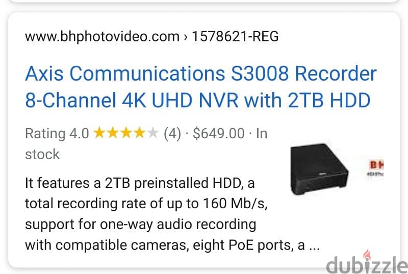 NVR Axis 8 Camera 4K UHD 2T HDD 7