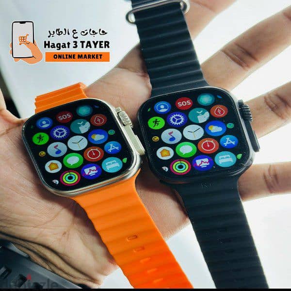 ساعة ذكية Smart watch T900 Ultra 2 اللون البرتقالي ومتوفر اللون الأسود 2