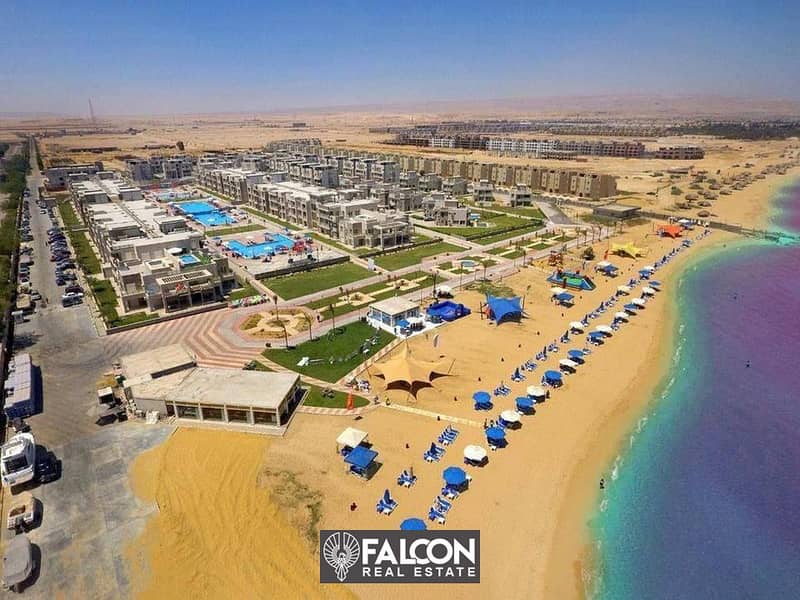 Receive chalet 115m finished  with ACs directly on lagoon in a prime location in Ain Sokhna Aroma 2