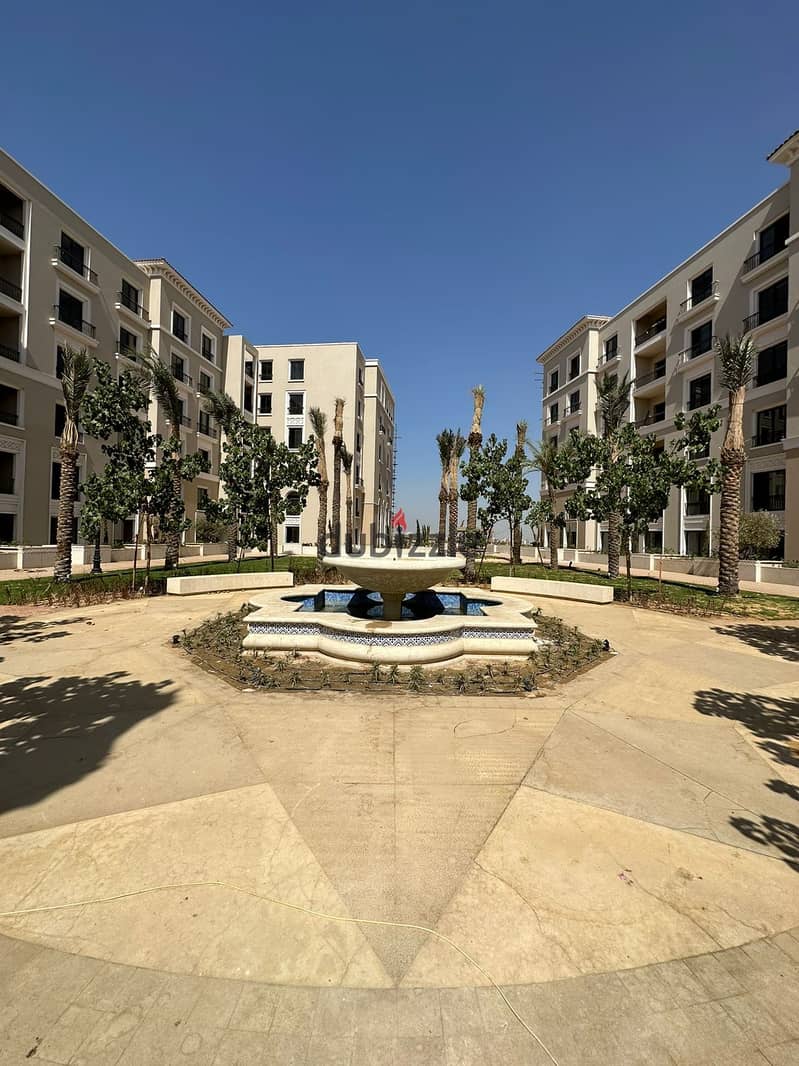 For sale, fully finished, 3-bedroom apartment, in installments, Village West Compound, Zayed 8