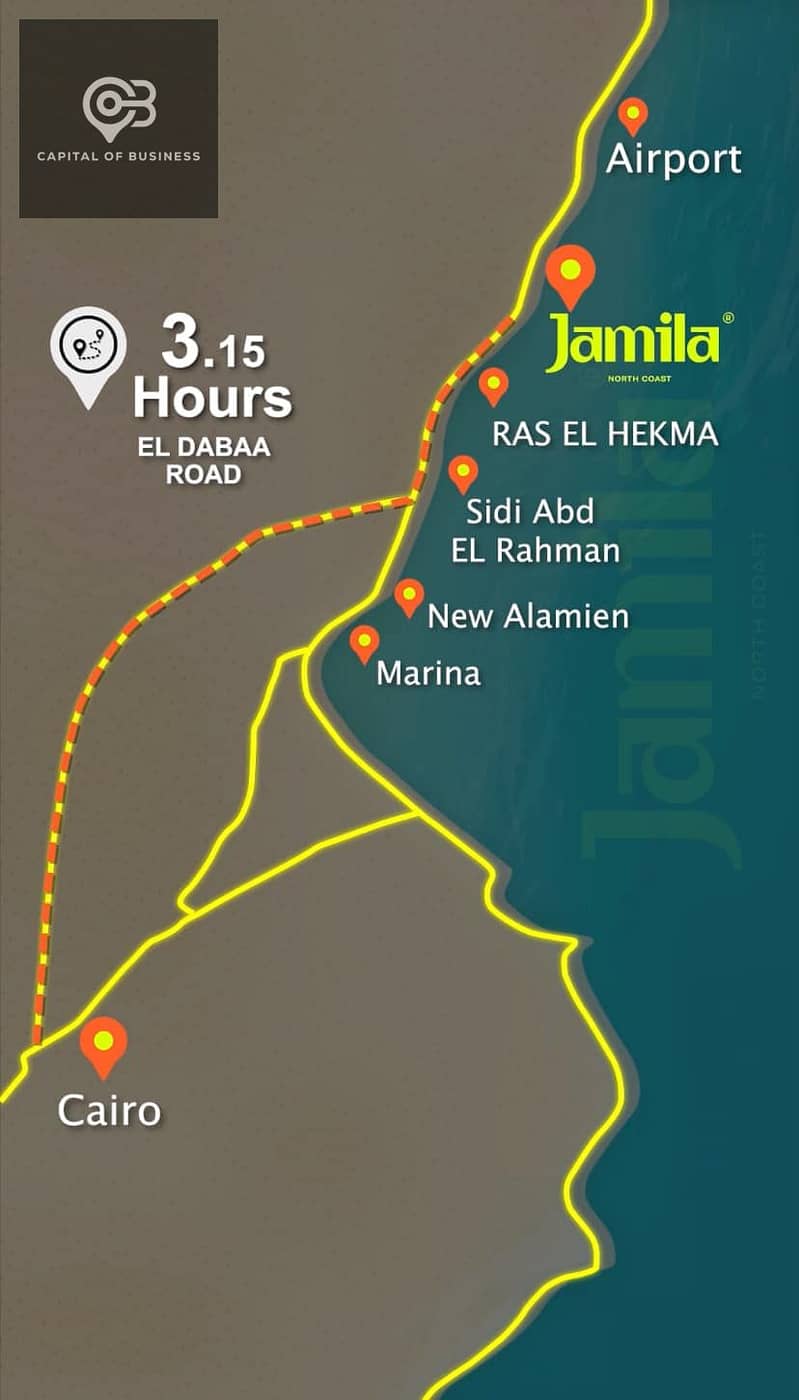 For sale, a chalet with a sea view, 150 m, fully finished, at a fantastic price and location in Jamila North Coast, next to Silver Sands, with 8-year 2