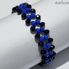 Handmade Boho-style beaded bracelet in Blue and Black