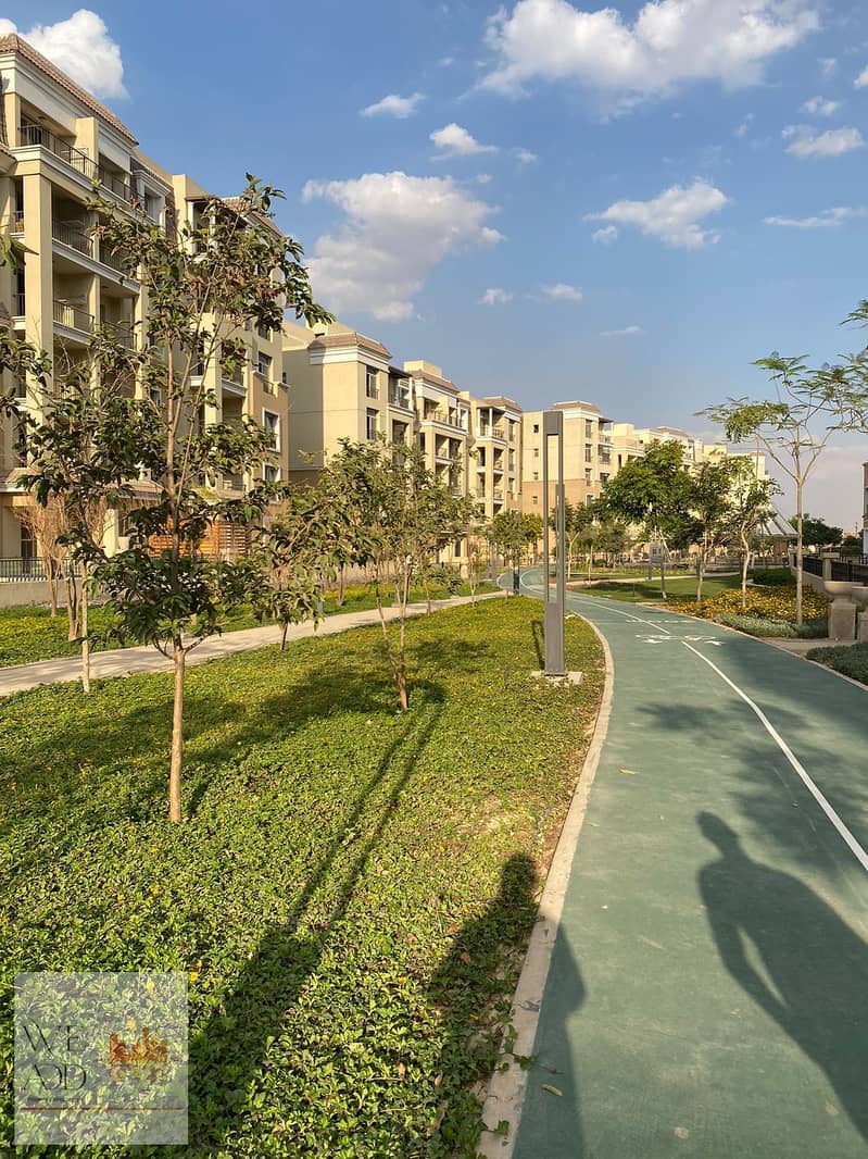 Book a 132m2 3-bedroom apartment in Sarai Compound on Suez Road, a very distinctive division with a large terrace, with a down payment starting from 5 6