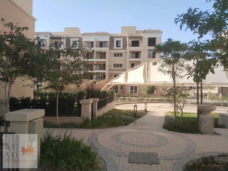 Book a 132m2 3-bedroom apartment in Sarai Compound on Suez Road, a very distinctive division with a large terrace, with a down payment starting from 5 17