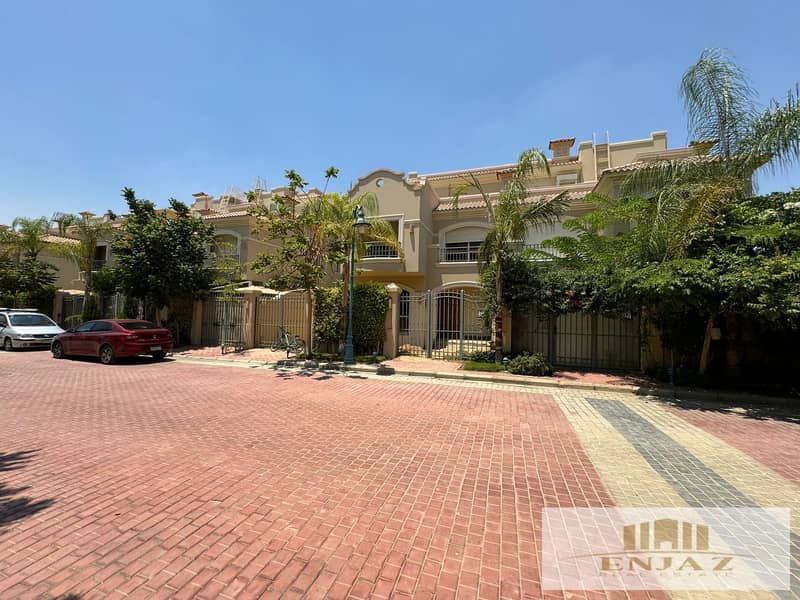 villa for sale in madinat Elshorok, compound patio 5 East, stunning pool view, prime location, AREA ( 330 sq ) 2