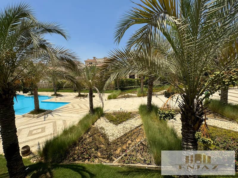 villa for sale in madinat Elshorok, compound patio 5 East, stunning pool view, prime location, AREA ( 330 sq ) 3