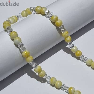 Handmade Beaded Choker Necklace - Yellow