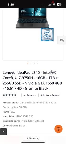 Laptop Lenovo IdeaPad L340 8