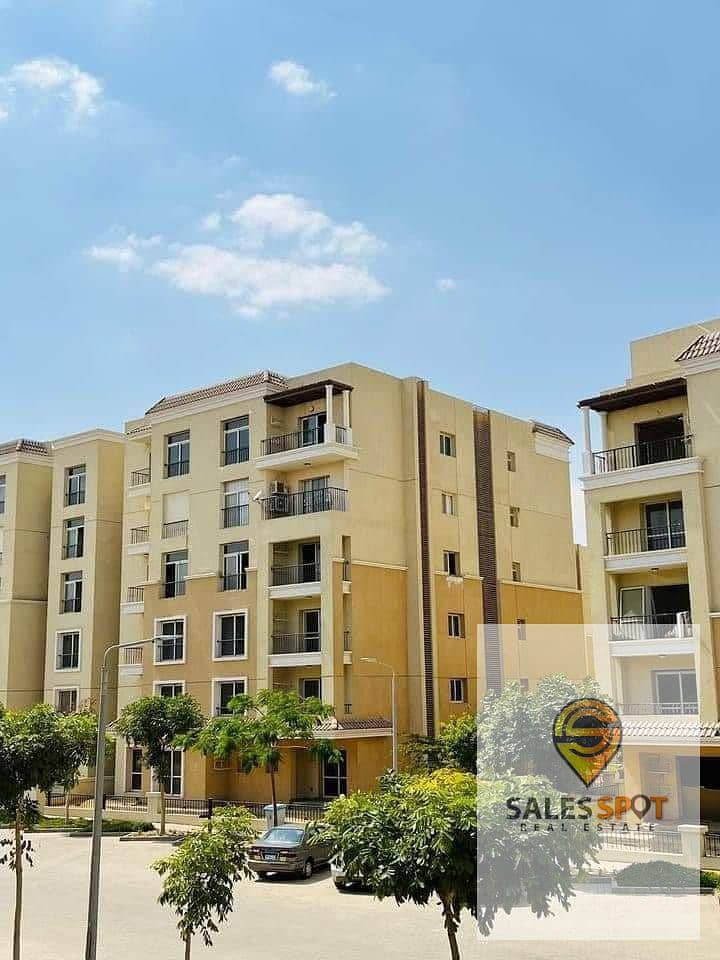 For sale, an apartment of 112 meters with a distinctive division into two rooms at a bargain price in Sarai Compound next to Madinaty and in front of 9