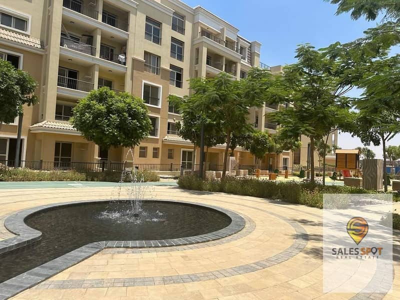 For sale, an apartment of 112 meters with a distinctive division into two rooms at a bargain price in Sarai Compound next to Madinaty and in front of 10