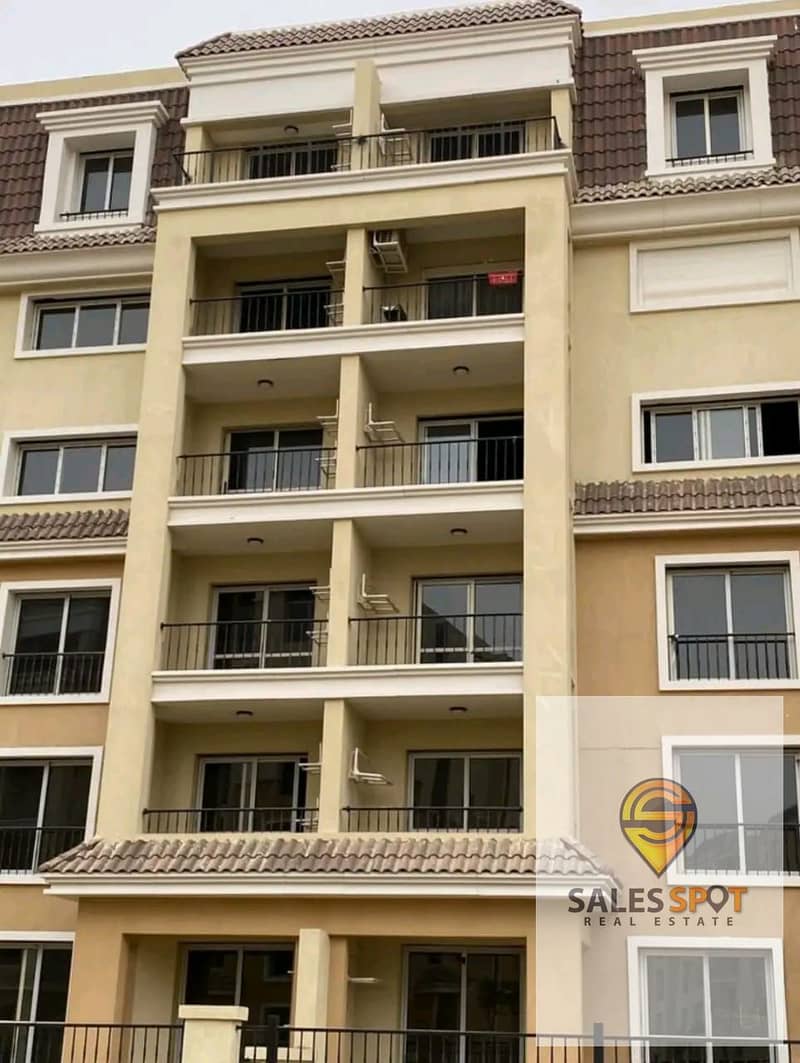  With a 42% discount, a 144 sqm apartment with a private garden for sale in Sarai Compound \\ next to Madinaty and in front of Shorouk City 1