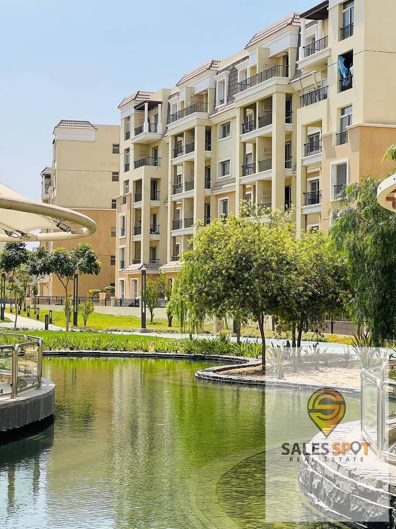  With a 42% discount, a 144 sqm apartment with a private garden for sale in Sarai Compound \\ next to Madinaty and in front of Shorouk City 6