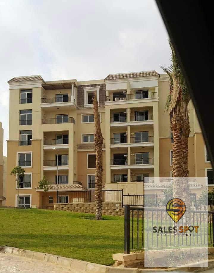  With a 42% discount, a 144 sqm apartment with a private garden for sale in Sarai Compound \\ next to Madinaty and in front of Shorouk City 8