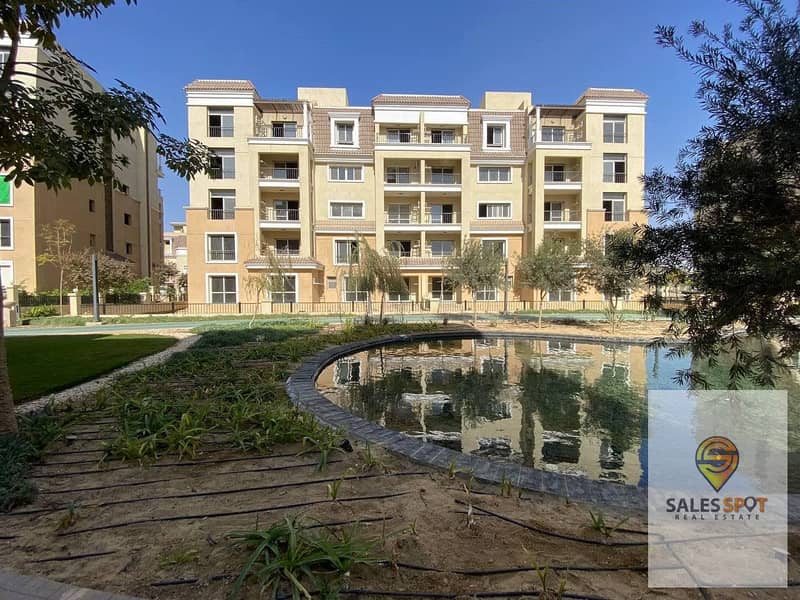  With a 42% discount, a 144 sqm apartment with a private garden for sale in Sarai Compound \\ next to Madinaty and in front of Shorouk City 11