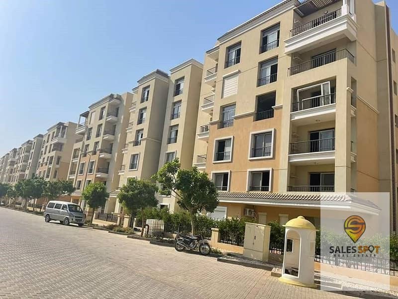  With a 42% discount, a 144 sqm apartment with a private garden for sale in Sarai Compound \\ next to Madinaty and in front of Shorouk City 15