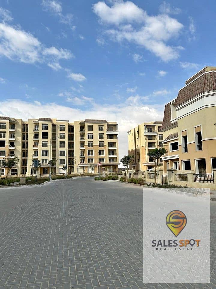  With a 42% discount, a 144 sqm apartment with a private garden for sale in Sarai Compound \\ next to Madinaty and in front of Shorouk City 19