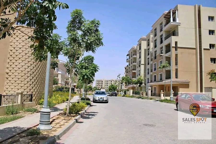  With a 42% discount, a 144 sqm apartment with a private garden for sale in Sarai Compound \\ next to Madinaty and in front of Shorouk City 20