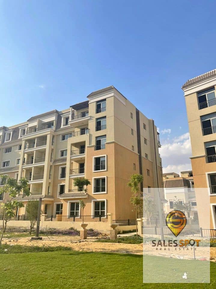  With a 42% discount, a 144 sqm apartment with a private garden for sale in Sarai Compound \\ next to Madinaty and in front of Shorouk City 21