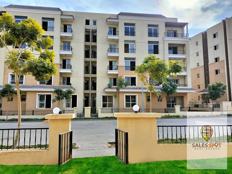  With a 42% discount, a 144 sqm apartment with a private garden for sale in Sarai Compound \\ next to Madinaty and in front of Shorouk City 22