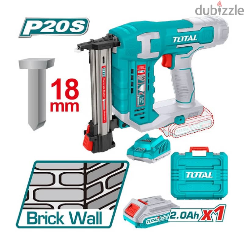 Total p20s Cordless Nail Gun 20V - TCSTLI3808 دباسة مسامير كهربا توتال 0