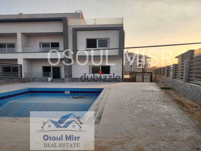 Twin house for sale in Al Khamael, semi-finished, with swimming pool 1