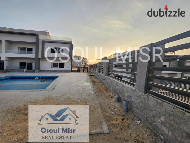 Twin house for sale in Al Khamael, semi-finished, with swimming pool 16